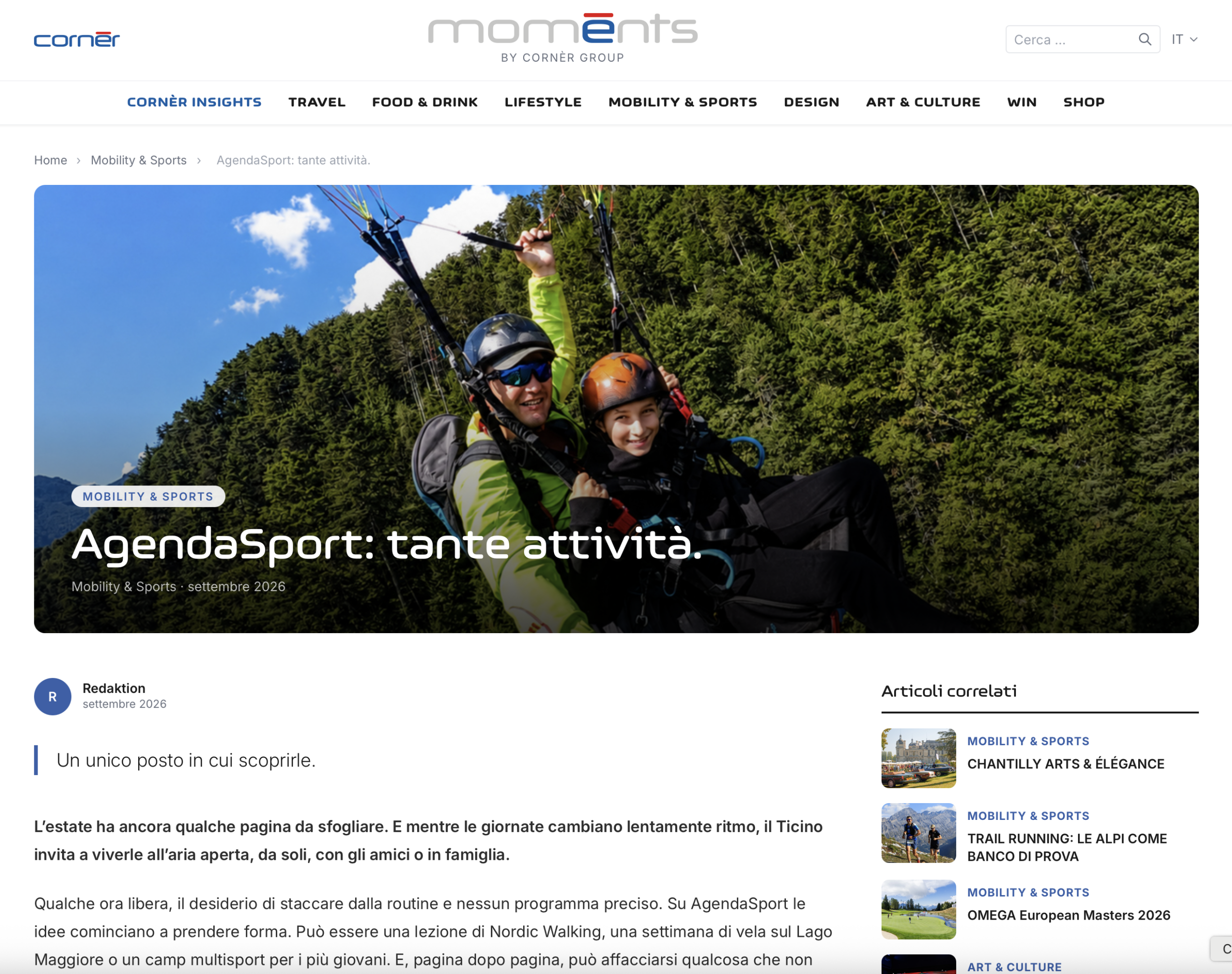 Cornèrcard - moments.ch - AgendaSport